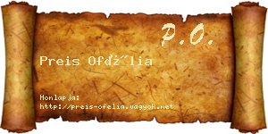 Preis Ofélia névjegykártya